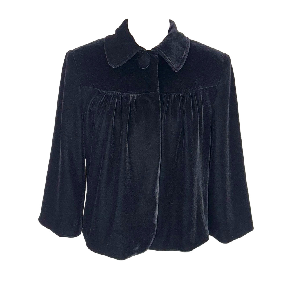 Spense black velvet swing jacket